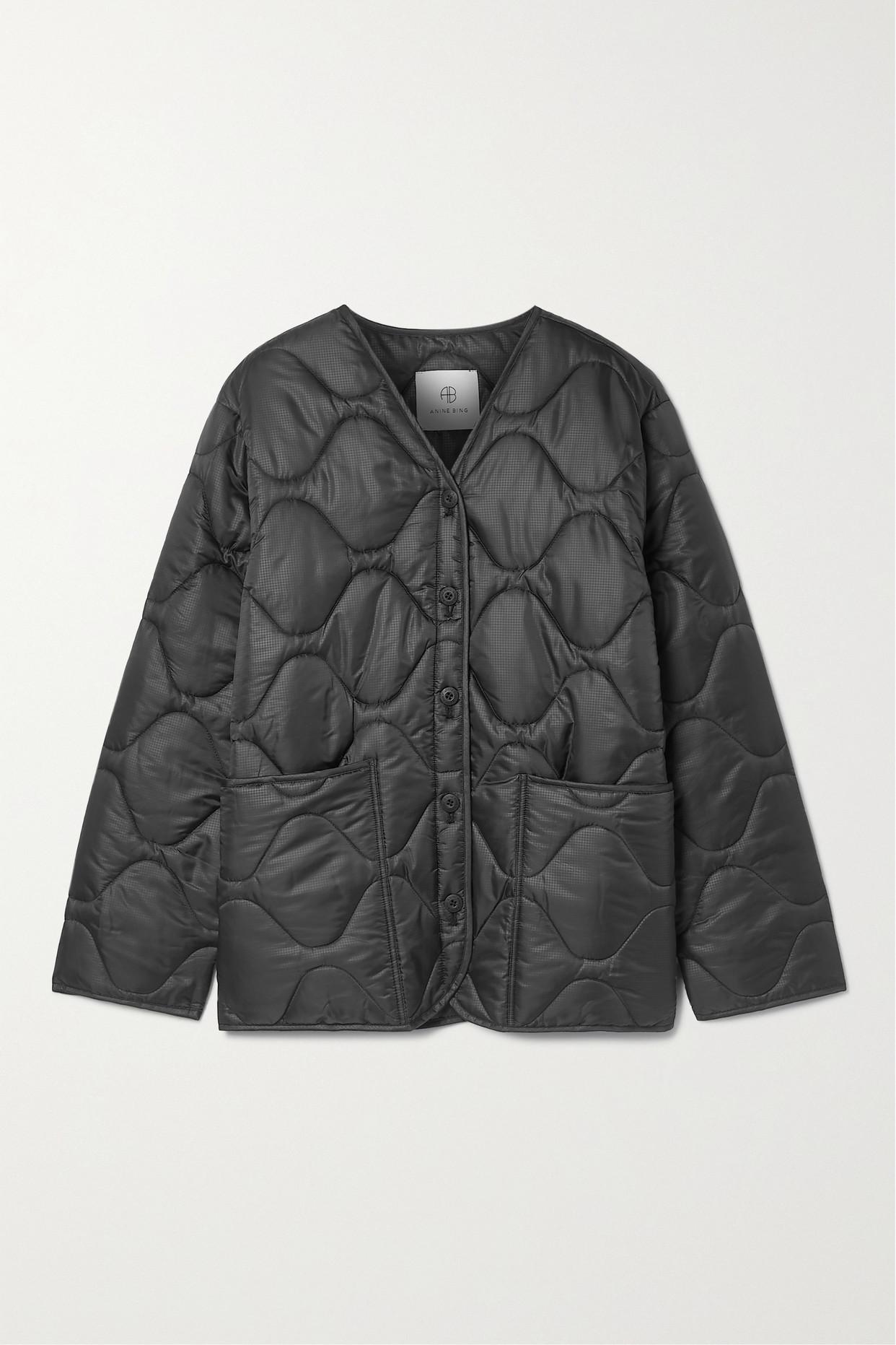 Anine Bing Denim Andy Quilted Ripstop Bomber Jacket in Black | Lyst Canada