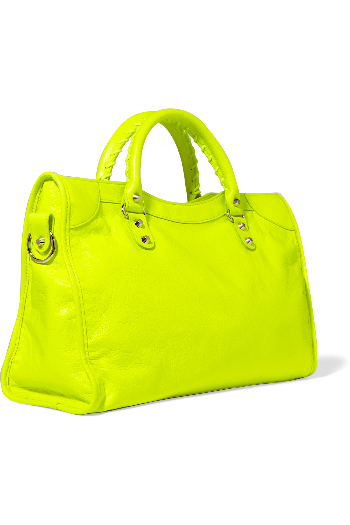 Balenciaga City Classic Neon Leather Shoulder Bag in Yellow | Lyst
