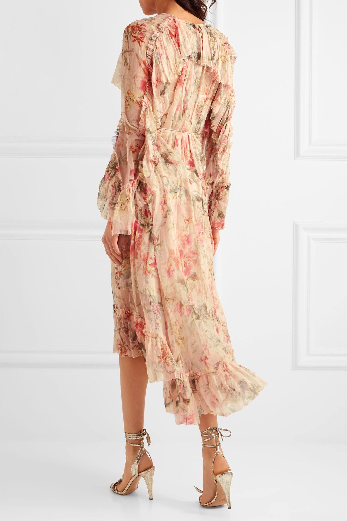 Zimmermann Mercer Floating Ruffled Floral-print Silk-georgette Dress - Lyst