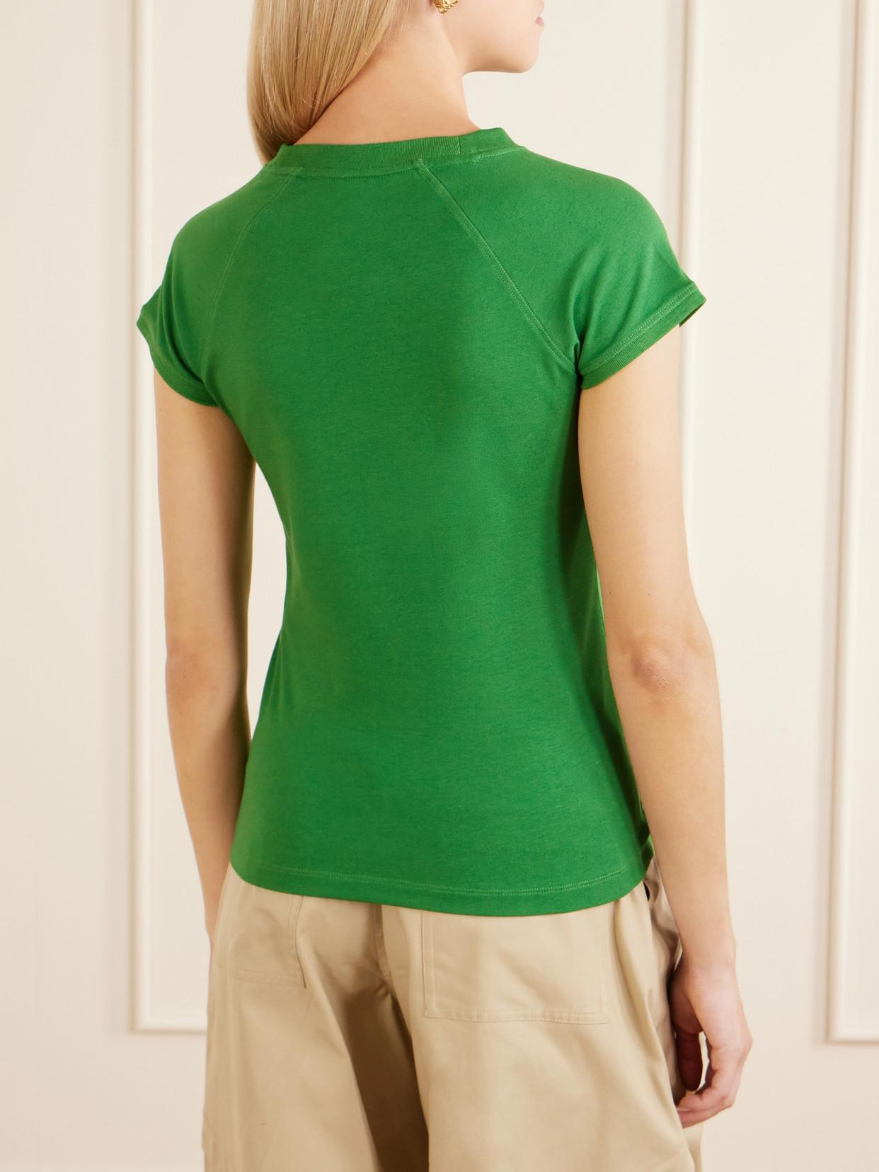 Loewe Anagram Embroidered Cotton-Blend Jersey T-Shirt in Green 