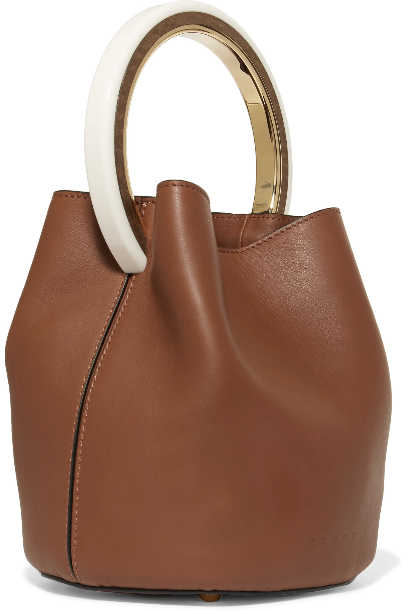 Lyst Marni Pannier Texturedleather Bucket Bag in Brown