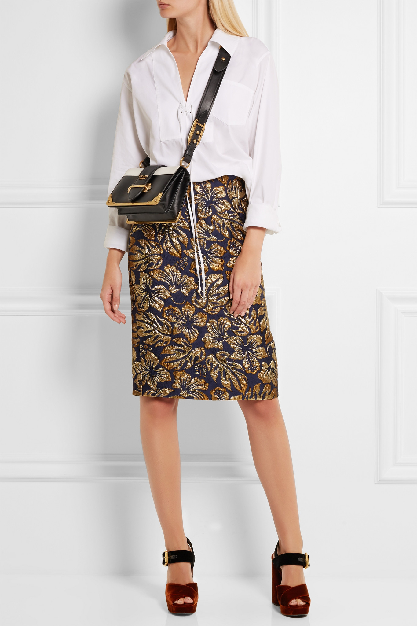 Prada Cahier Twotone Leather Shoulder Bag in Black Lyst