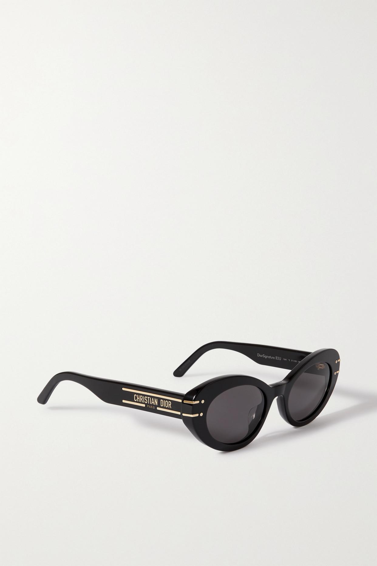 Dior Diorsignature B3u Cat-eye Acetate And Gold-tone Sunglasses in Natural  | Lyst