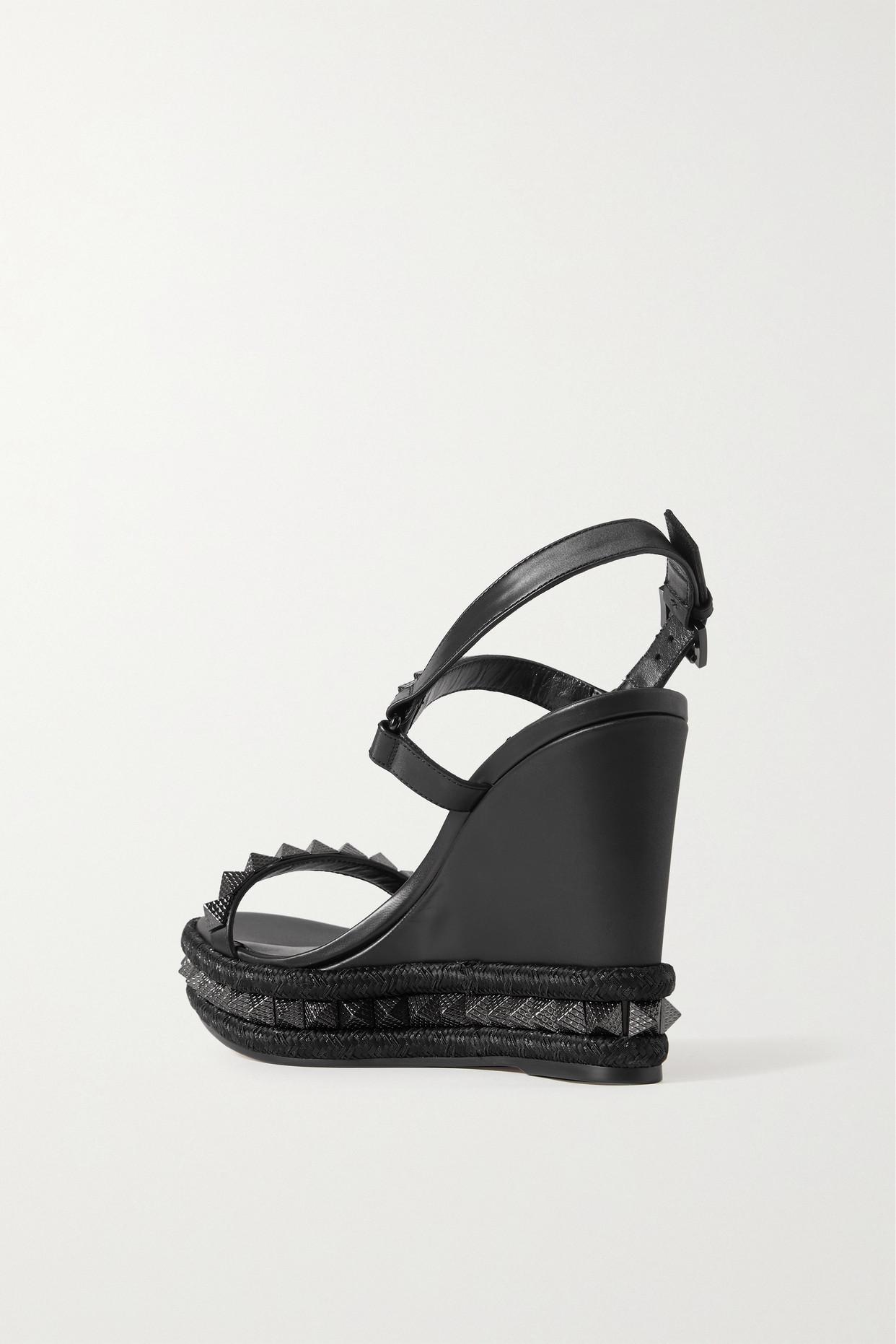 Christian Louboutin Pyraclou 110 Studded Leather Wedge Sandals in