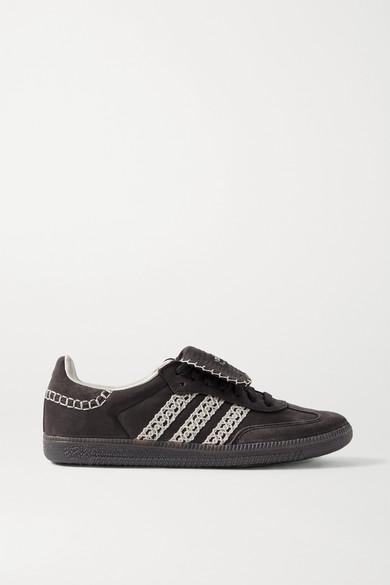 adidas Originals + Wales Bonner Samba Crochet-trimmed Suede And Leather  Sneakers in Black | Lyst