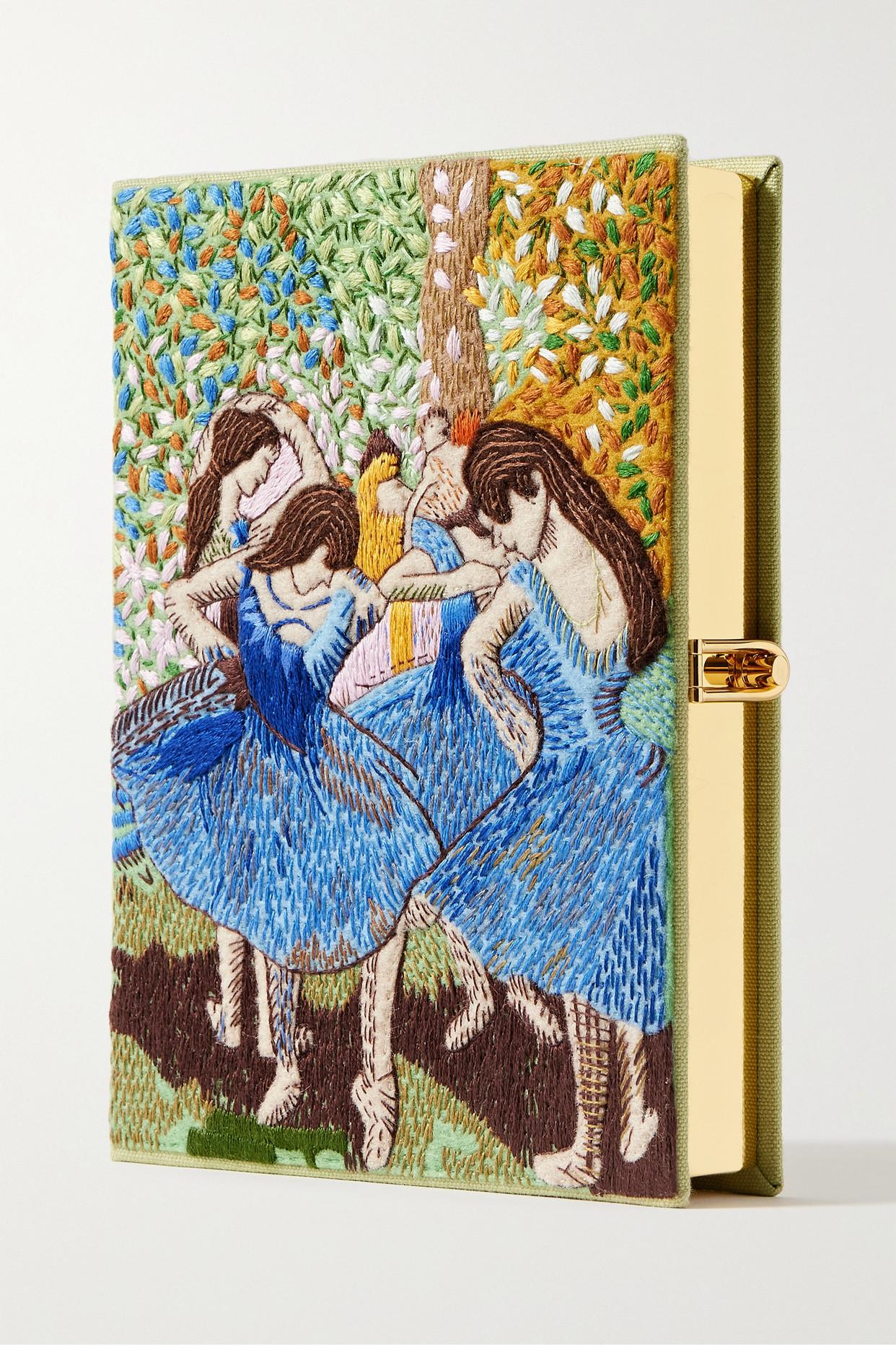 Olympia Le-Tan Degas Blue Dancers Embroidered Appliquéd Canvas Clutch ...