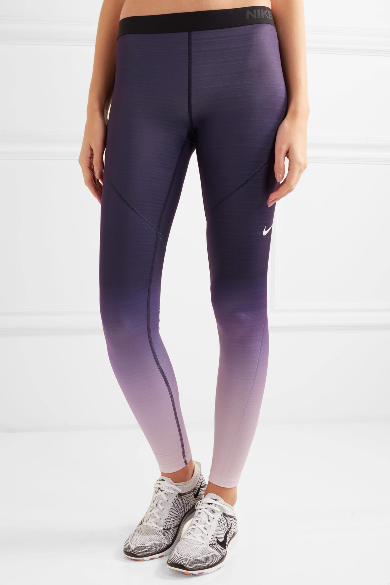 Nike Pro Hyperwarm Leggings Youth Girls Large Purple Peach Activewear Pants