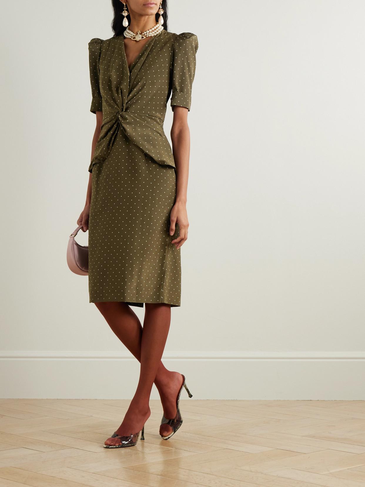 ワンピース ALESSANDRA RICH Green ette Mini Dress Alessandra Rich Strapless Bow-detailed Floral-print Silk