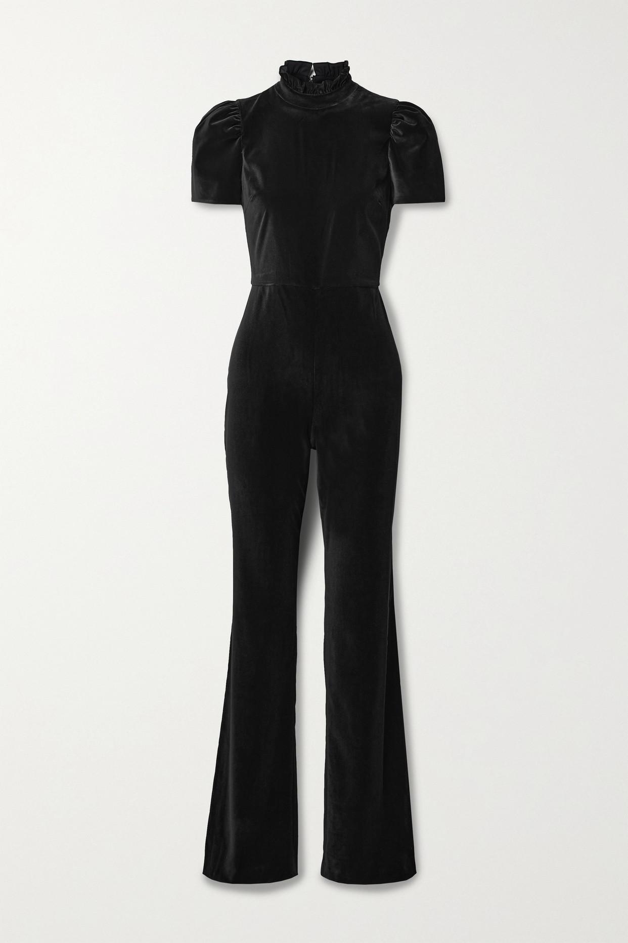 Alice + Olivia Jorah Velvet Jumpsuit in Black Lyst UK