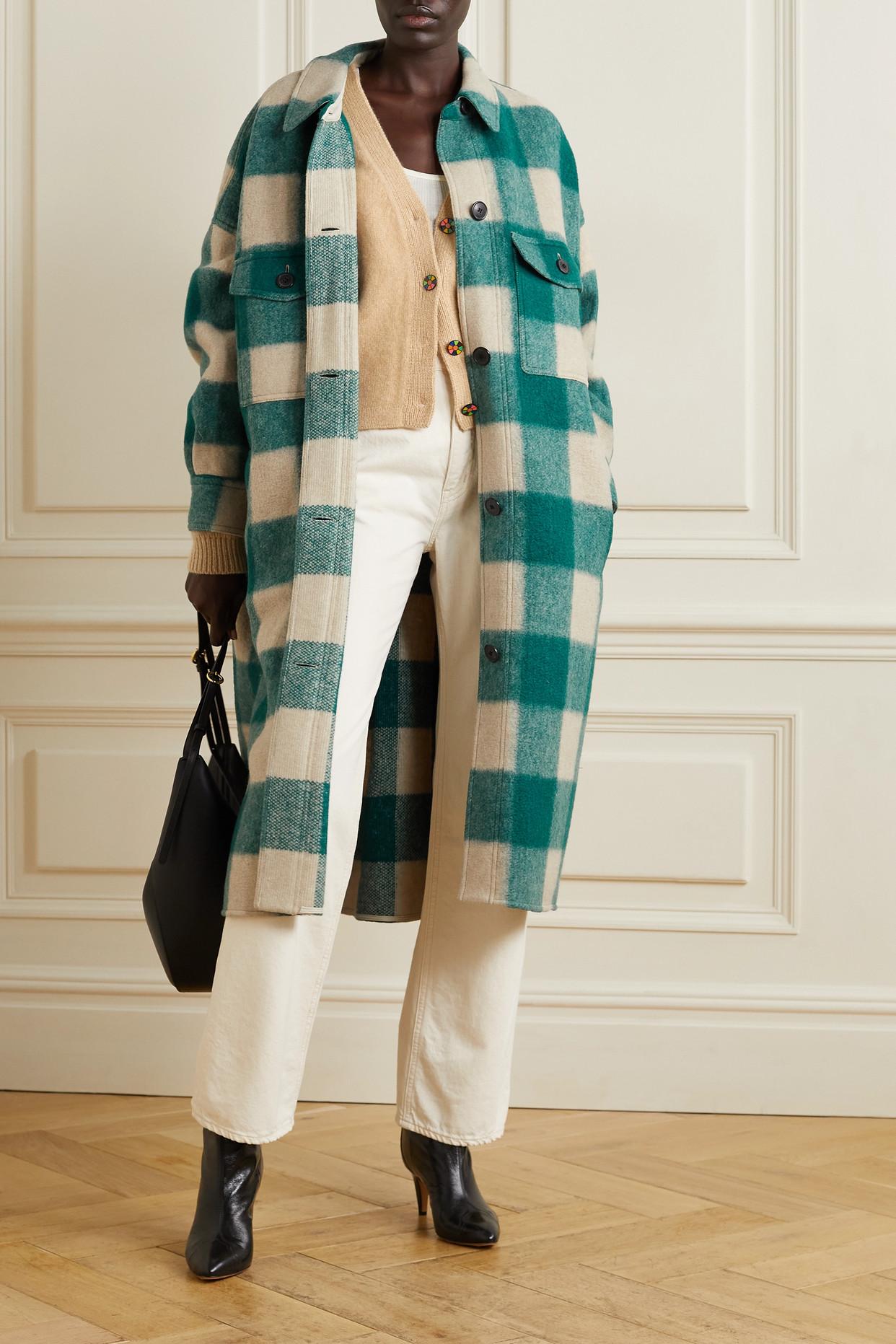Étoile Isabel Marant Fontizi Oversized Checked Flannel Coat in Green | Lyst