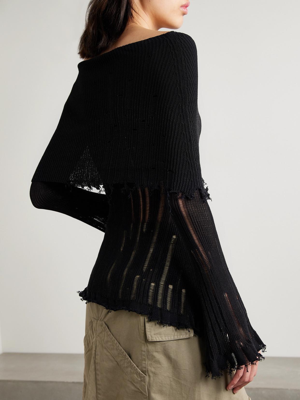 Acne Studios Off the shoulder Distressed Ribbed Cotton blend
