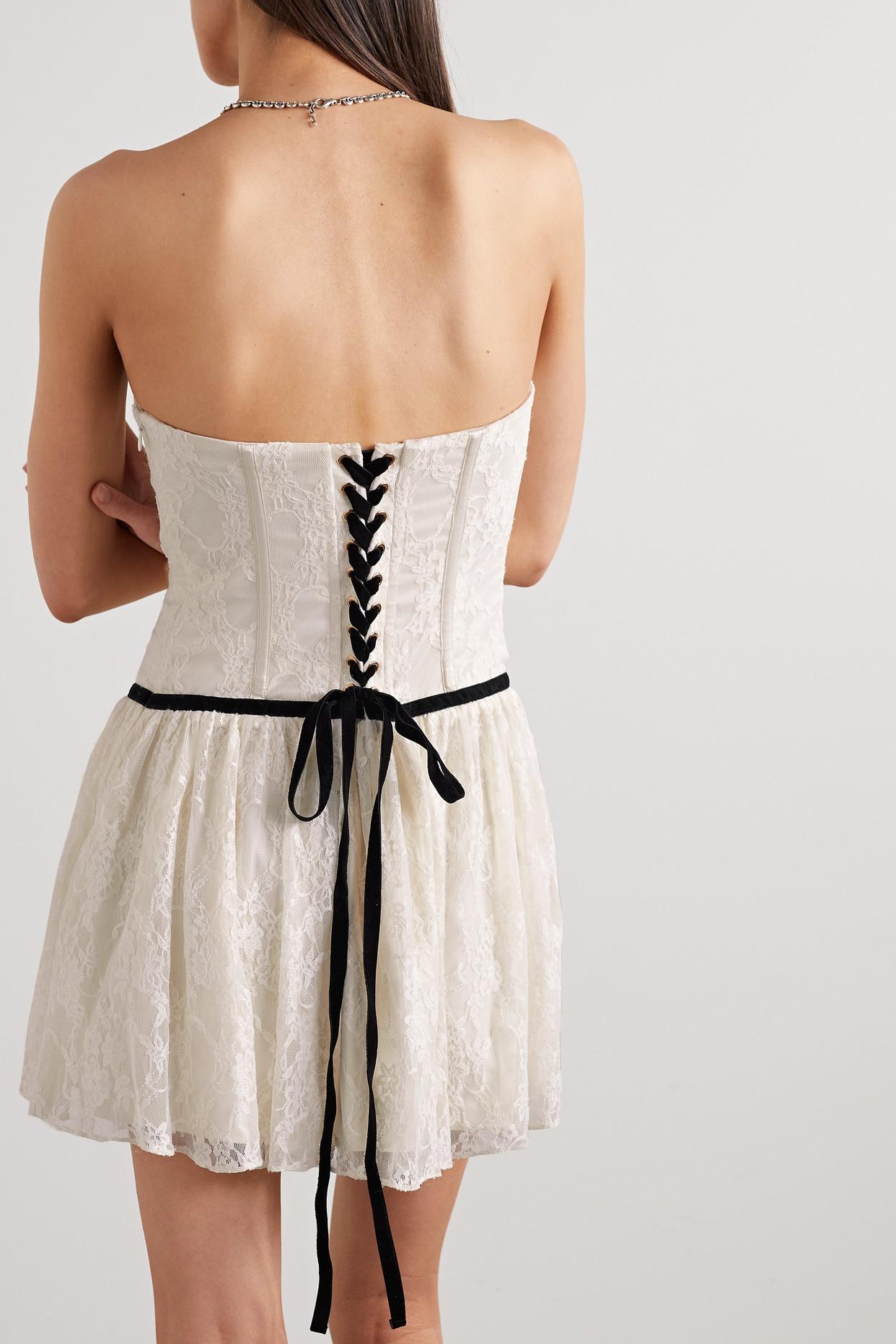 Floral Lace Strapless Corset Velvet Maxi Dress