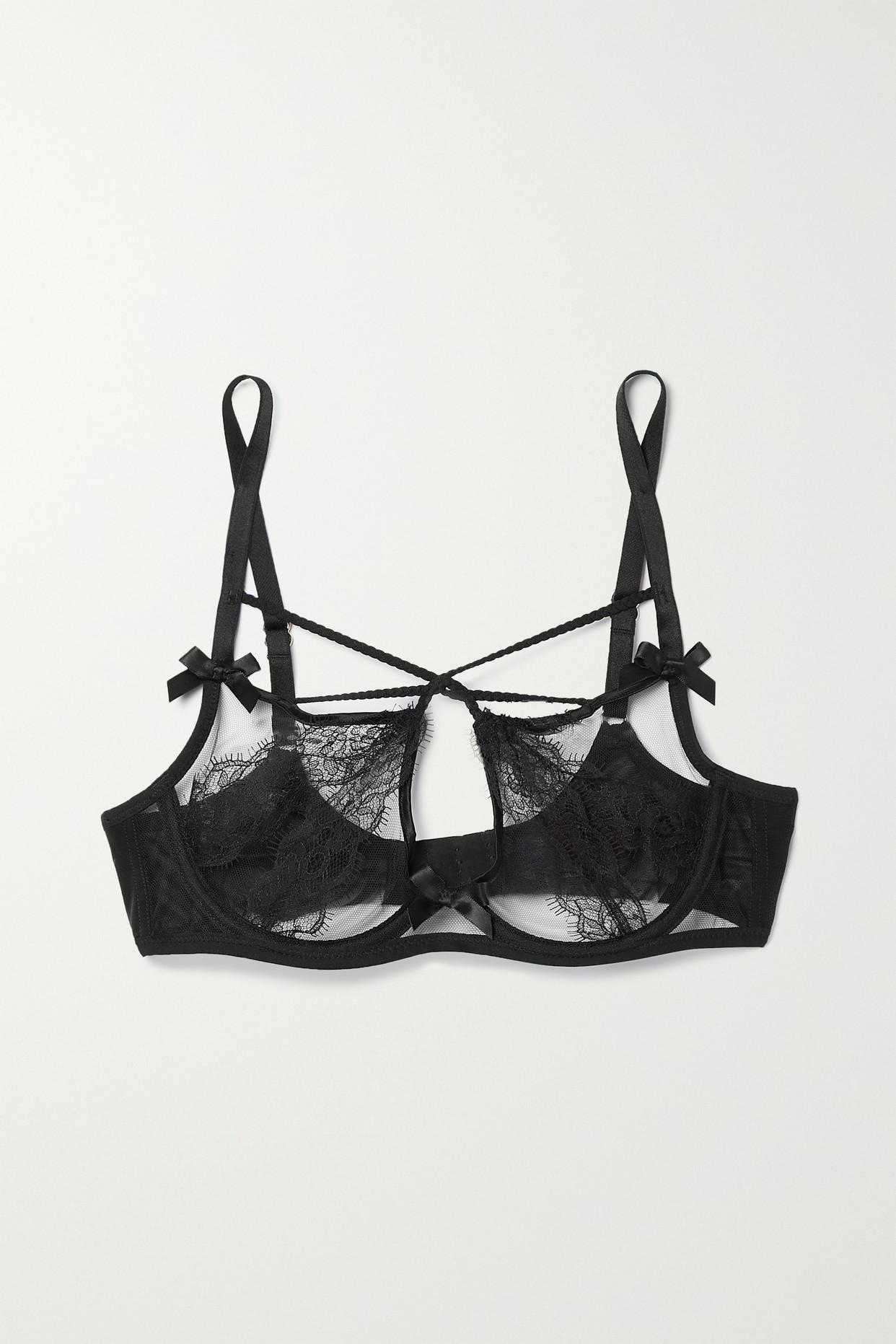 Agent Provocateur Nyxie Satin And Lace-trimmed Tulle Underwired Bra in ...