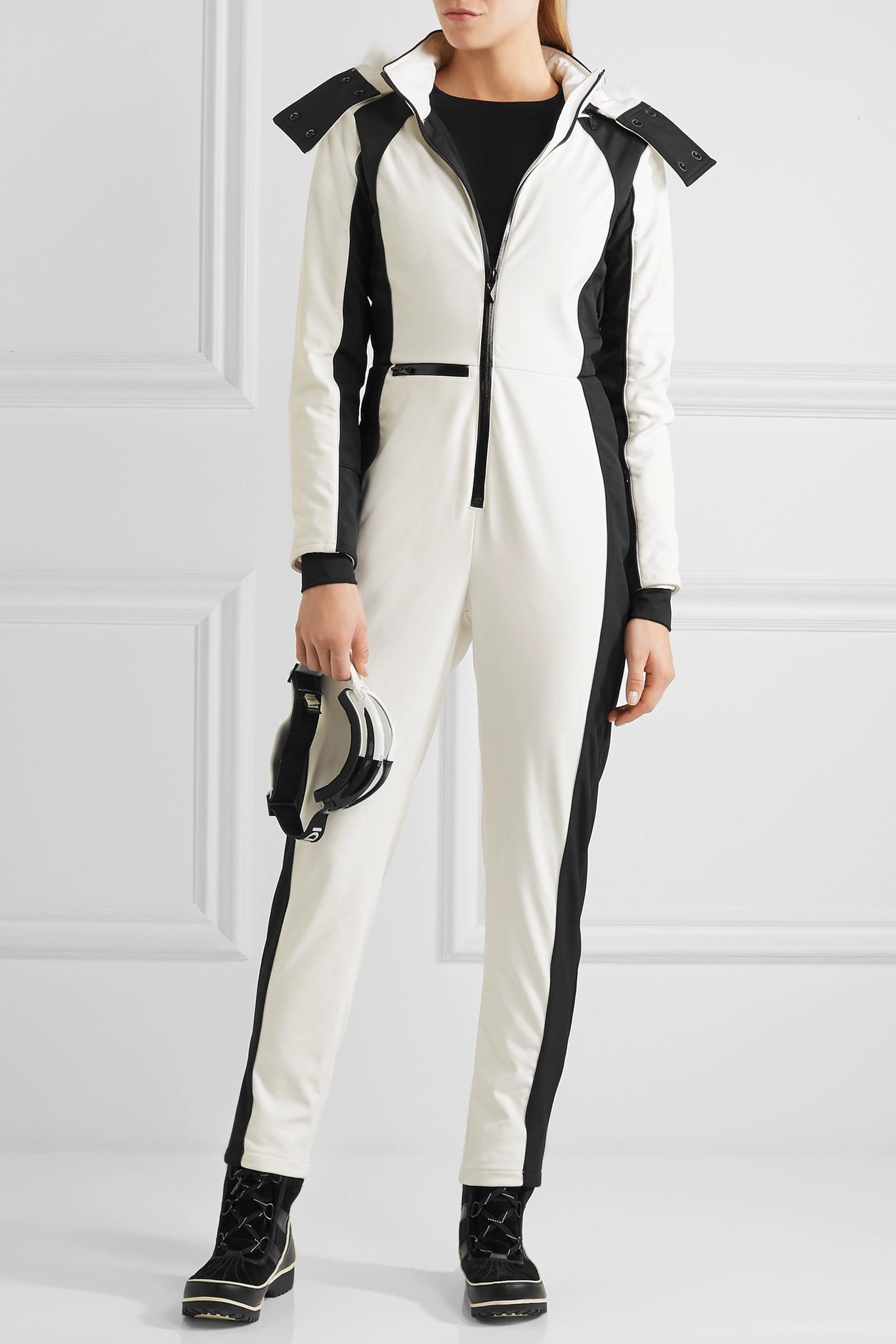 TOPSHOP Starman Faux Fur-trimmed Hooded Ski Jumpsuit in White - Lyst