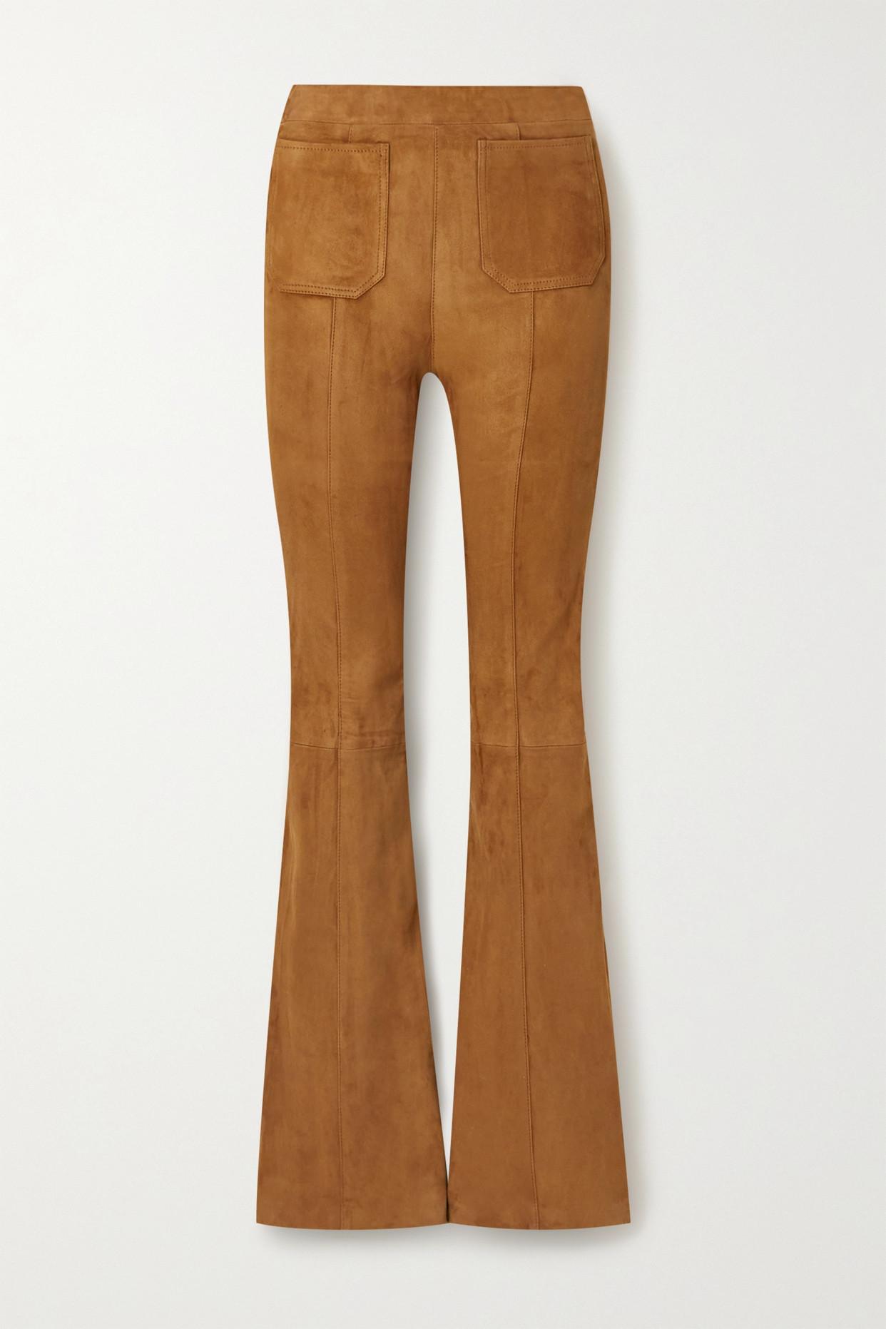 Current Mood Faux Suede Flare Pants - Brown/Tan