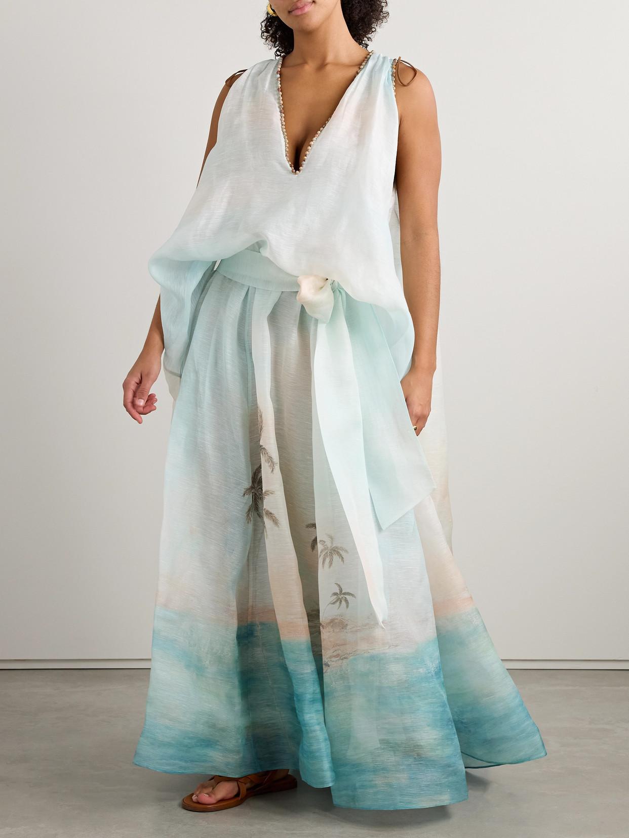 zimmermann illuminate silk and linen cocktail dress ZIMMERMANN Illuminate Linen And Silk Midi Dress