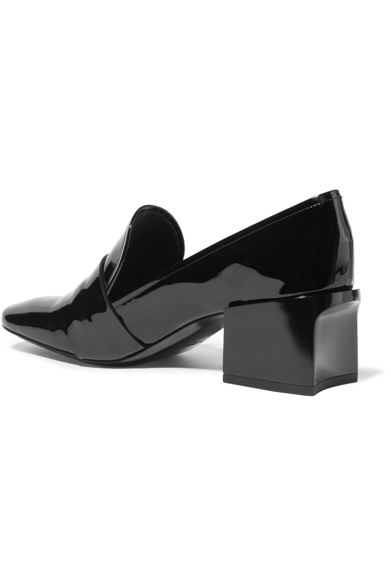 Lyst - Jil Sander Buckled Patent-leather Loafers in Black