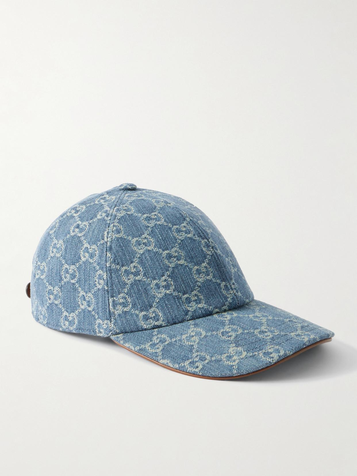 Gucci Horsebit-Detailed Leather-Trimmed Denim Baseball Cap  display picture 1