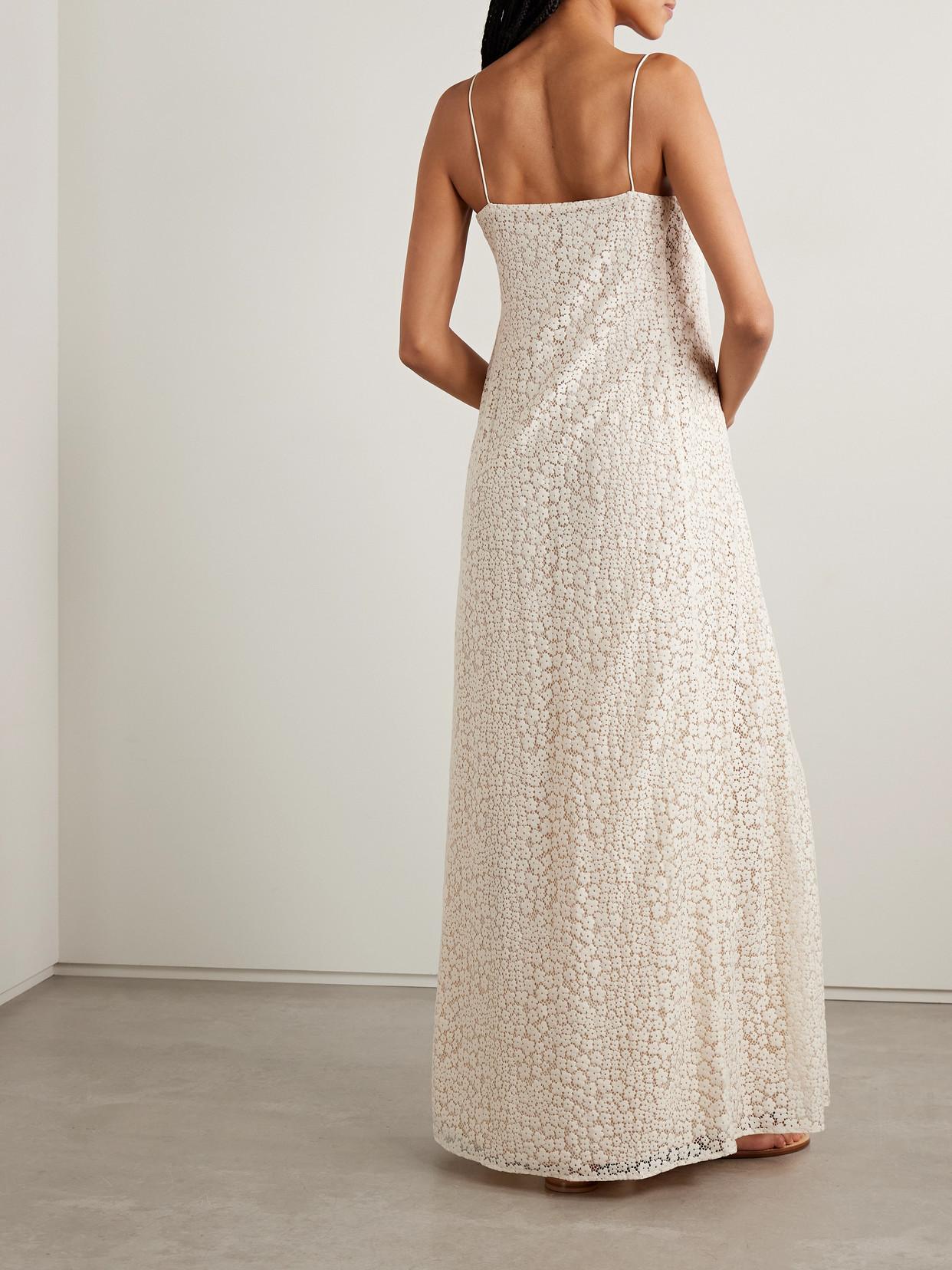 delfina dress tiny bloom ivory STAUD Organic Cotton-Blend Guipure Lace Maxi in White SID-ACDR103292