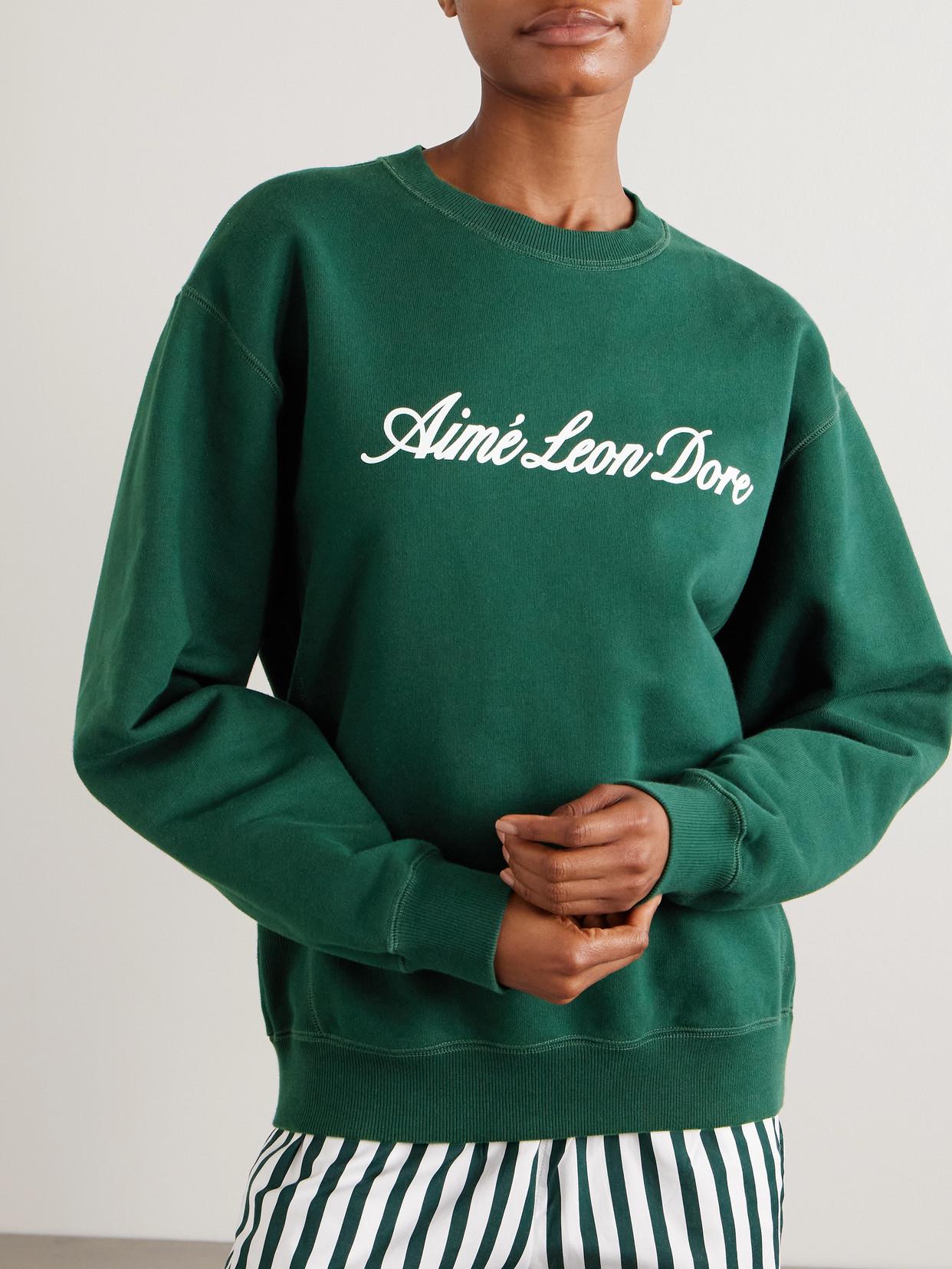 Aimé Leon Dore Logo-Print Cotton-Jersey Sweatshirt in Green | Lyst