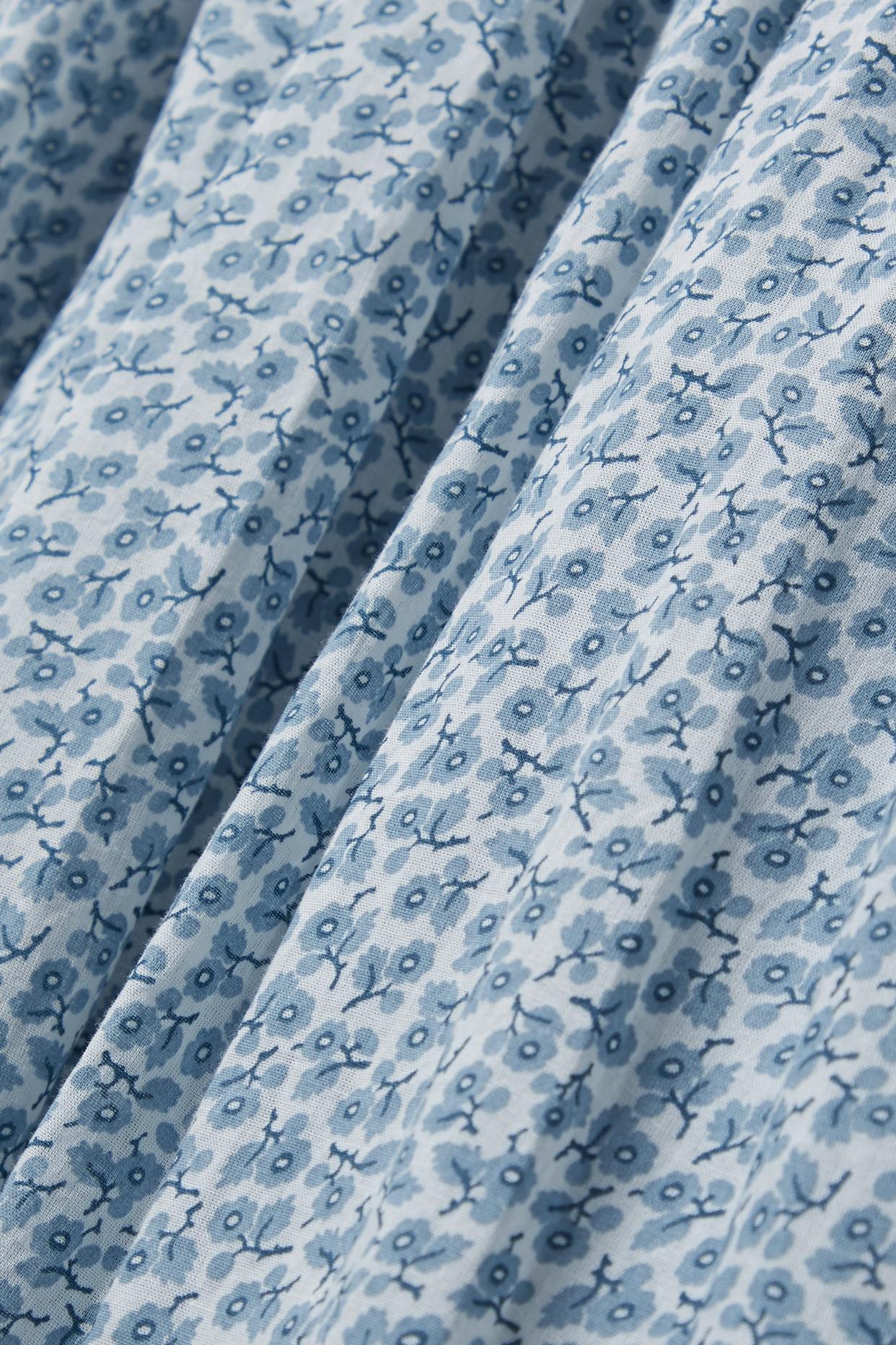 Blue floral print linen fabric