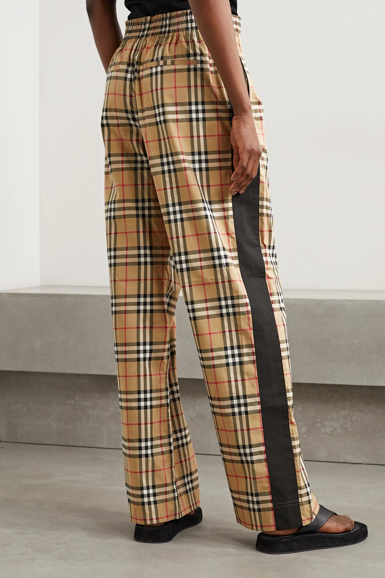 Burberry Striped Checked Cotton-blend Wide-leg Pants | Lyst