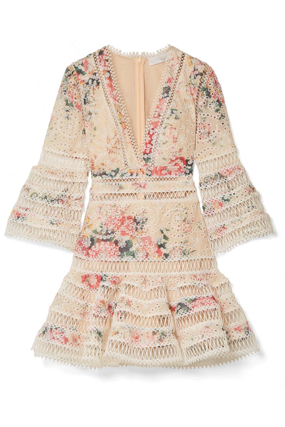 Zimmermann Laelia Floral-print Broderie Anglaise Cotton Mini Dress | Lyst