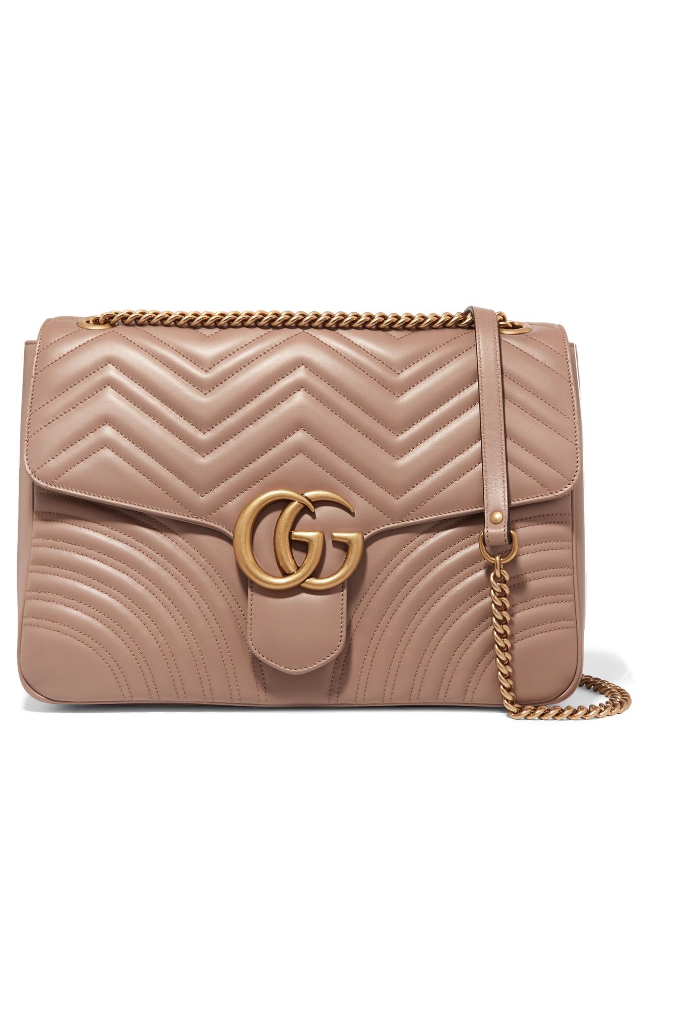 Gucci Gg Marmont Large Quilted Leather Shoulder Bag in Beige (Natural) - Lyst