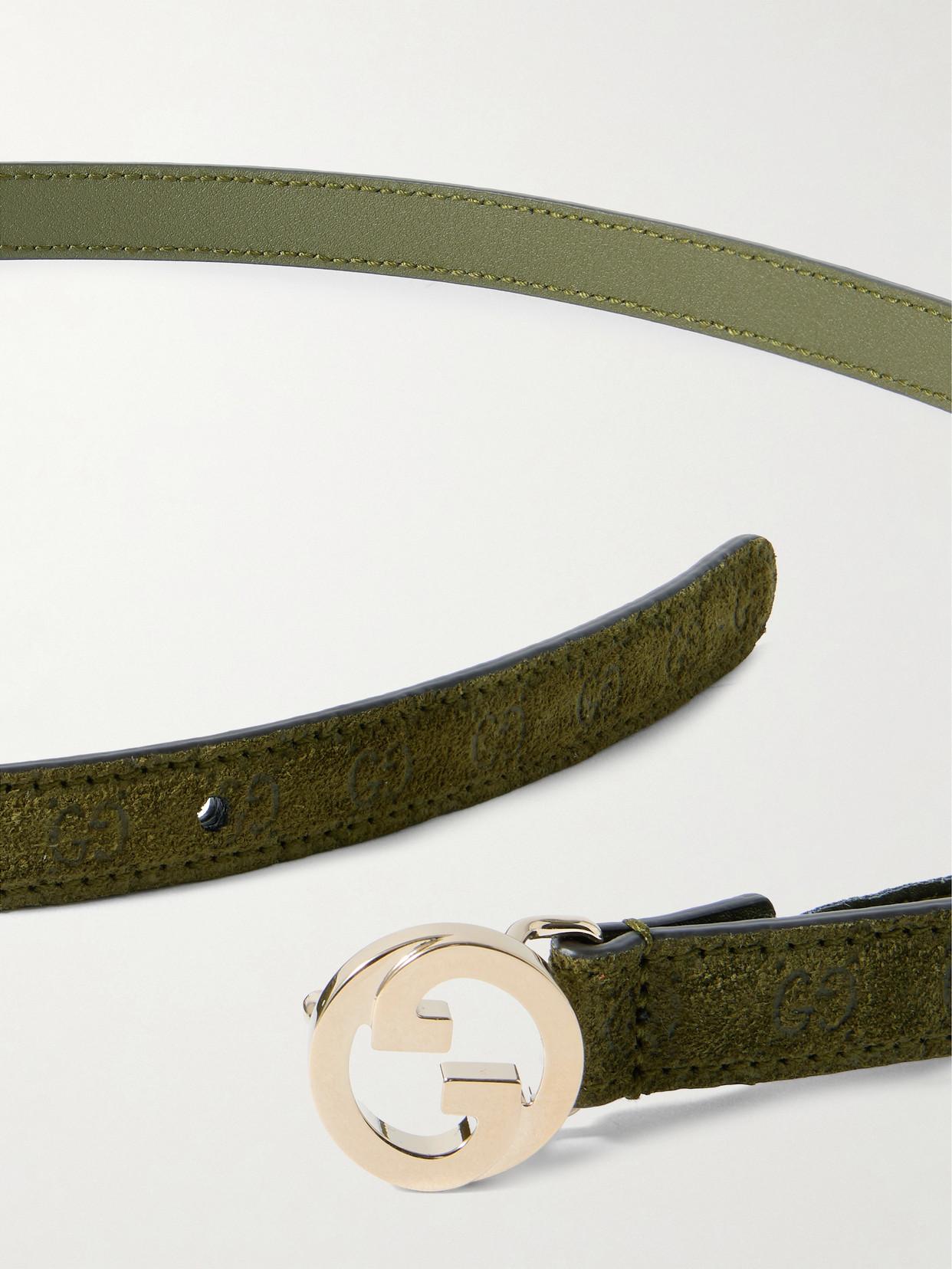 Gucci Blondie Debossed Suede Belt in Green | Lyst
