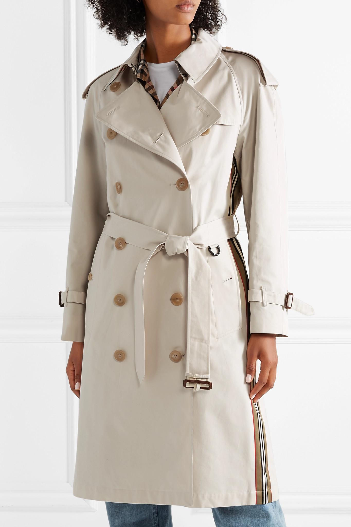 Burberry The Trecastle Striped Cotton-gabardine Trench Coat in Natural ...