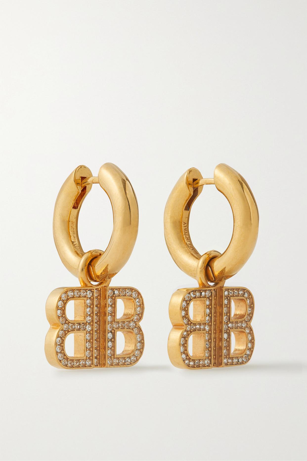 Balenciaga Goldtone Crystal Hoop Earrings in Metallic Lyst