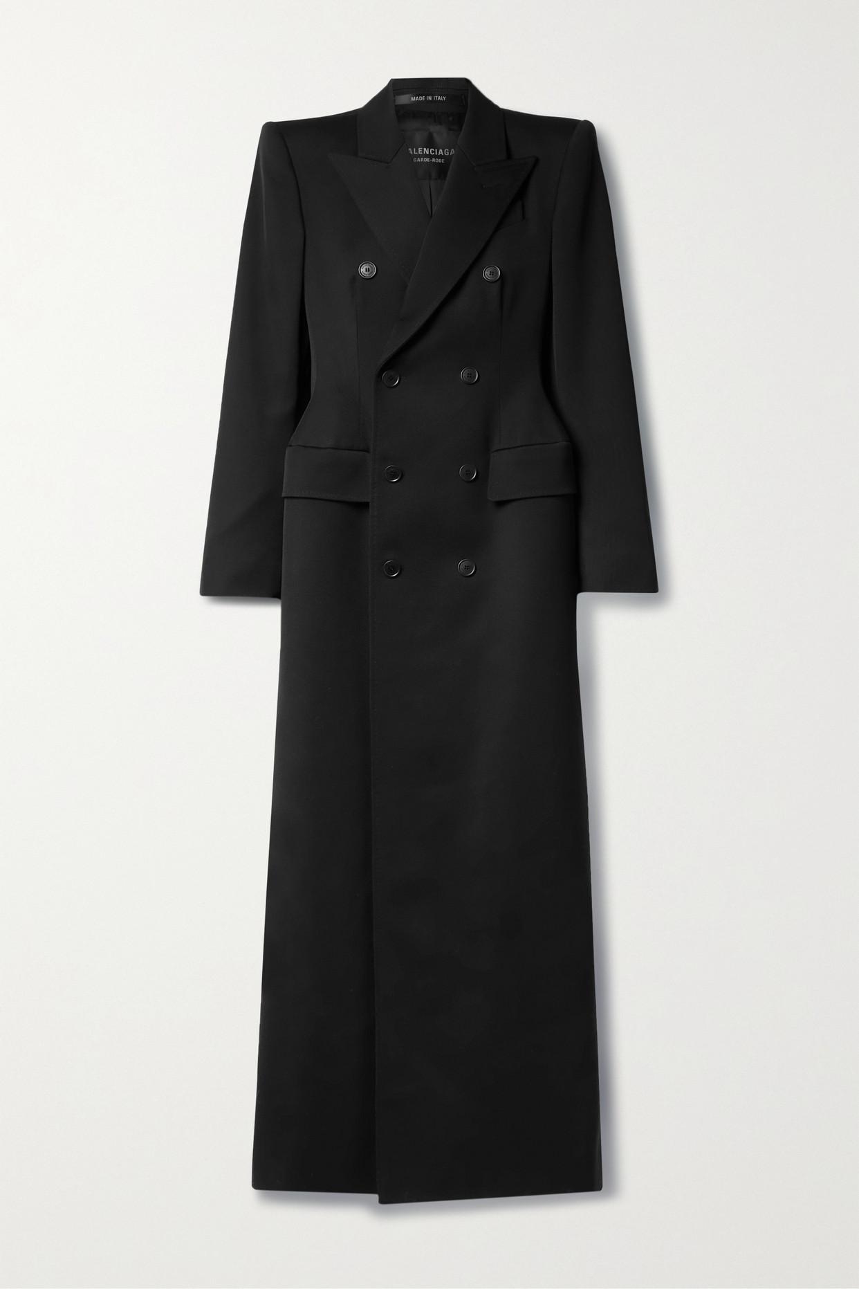 Balenciaga Hourglass Double-breasted Wool-twill Coat in Black | Lyst UK