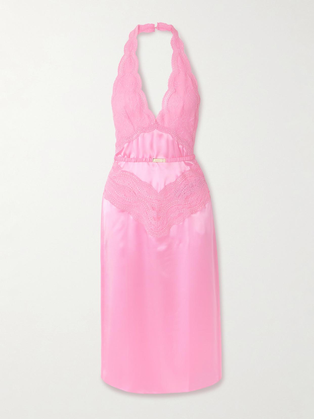 gucci pink slip dress GUCCI GG Tulle Lingerie Dress, Size XXL, Pink