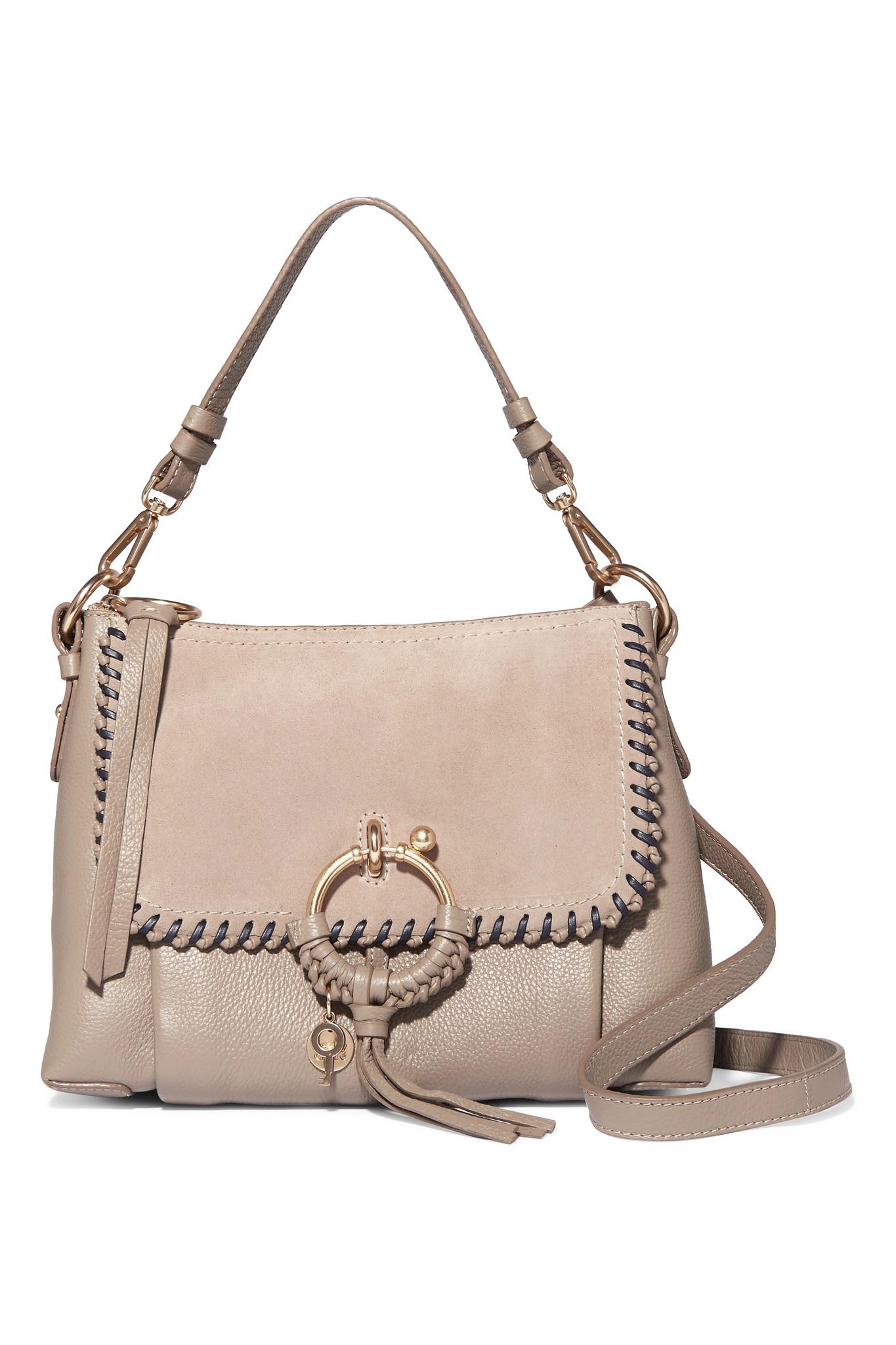 See By Chloé Joan Small Whipstitched Suede-paneled ...