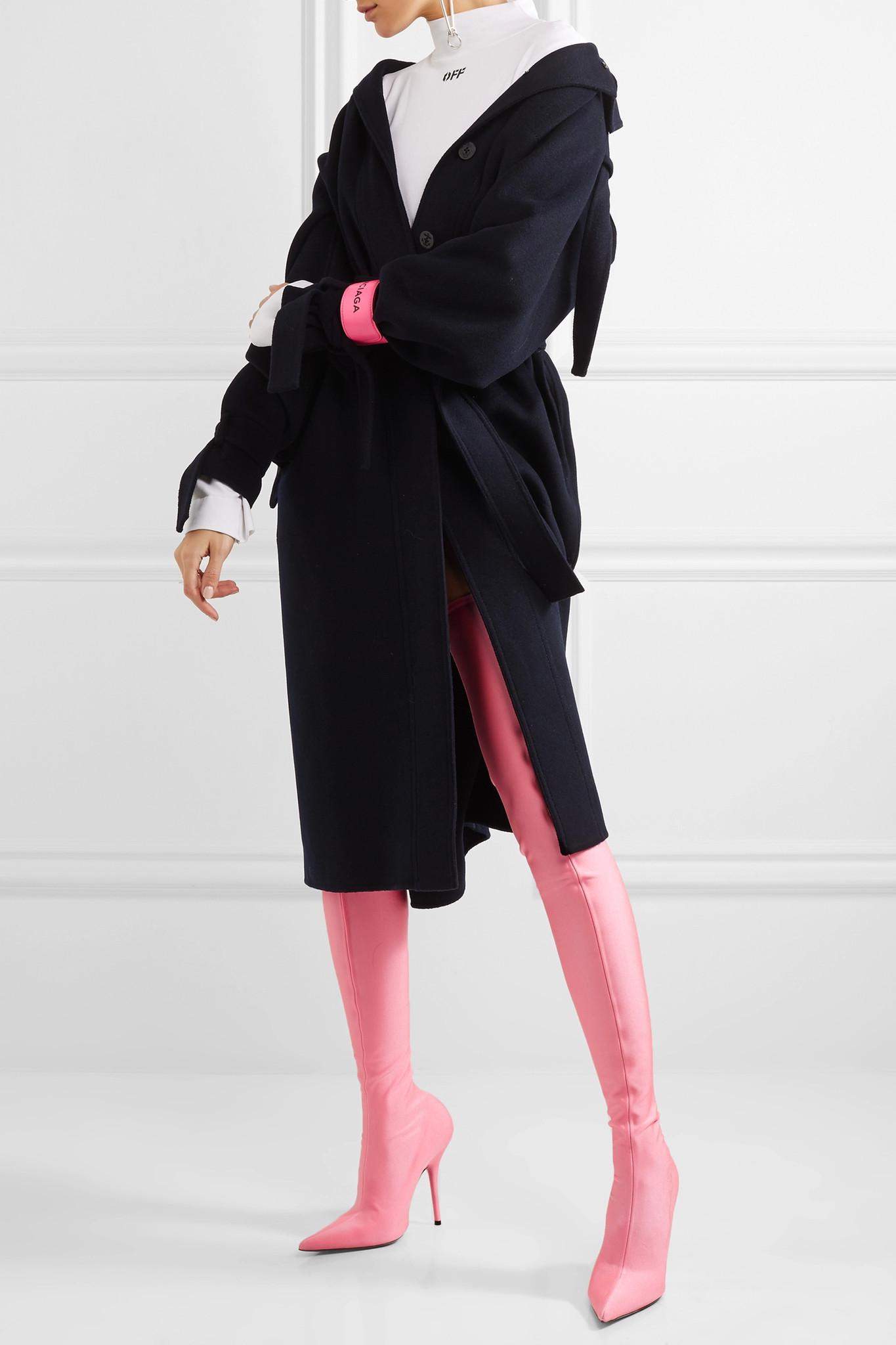Spandex Thigh Boots in Bright Pink 