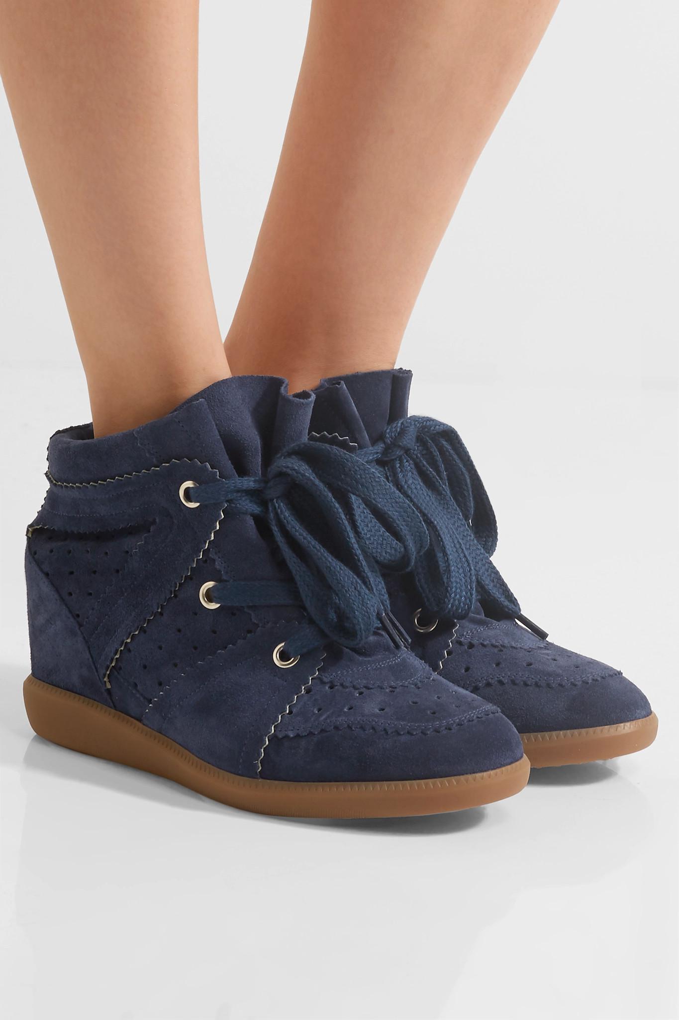 Isabel Marant Étoile Bobby Suede Wedge Sneakers in Blue - Lyst