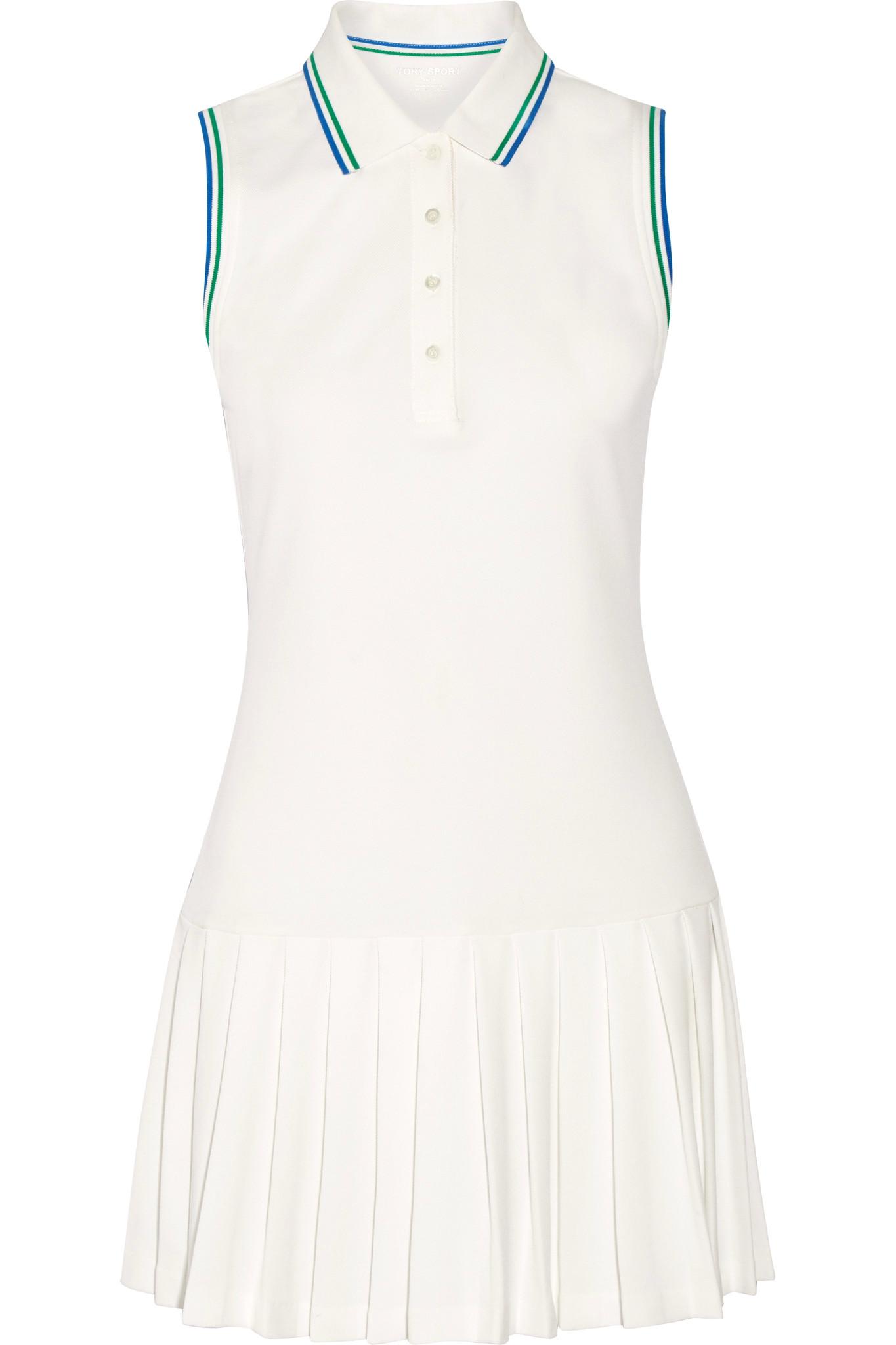 Tory Sport Pleated Piqué Tennis Dress in White | Lyst