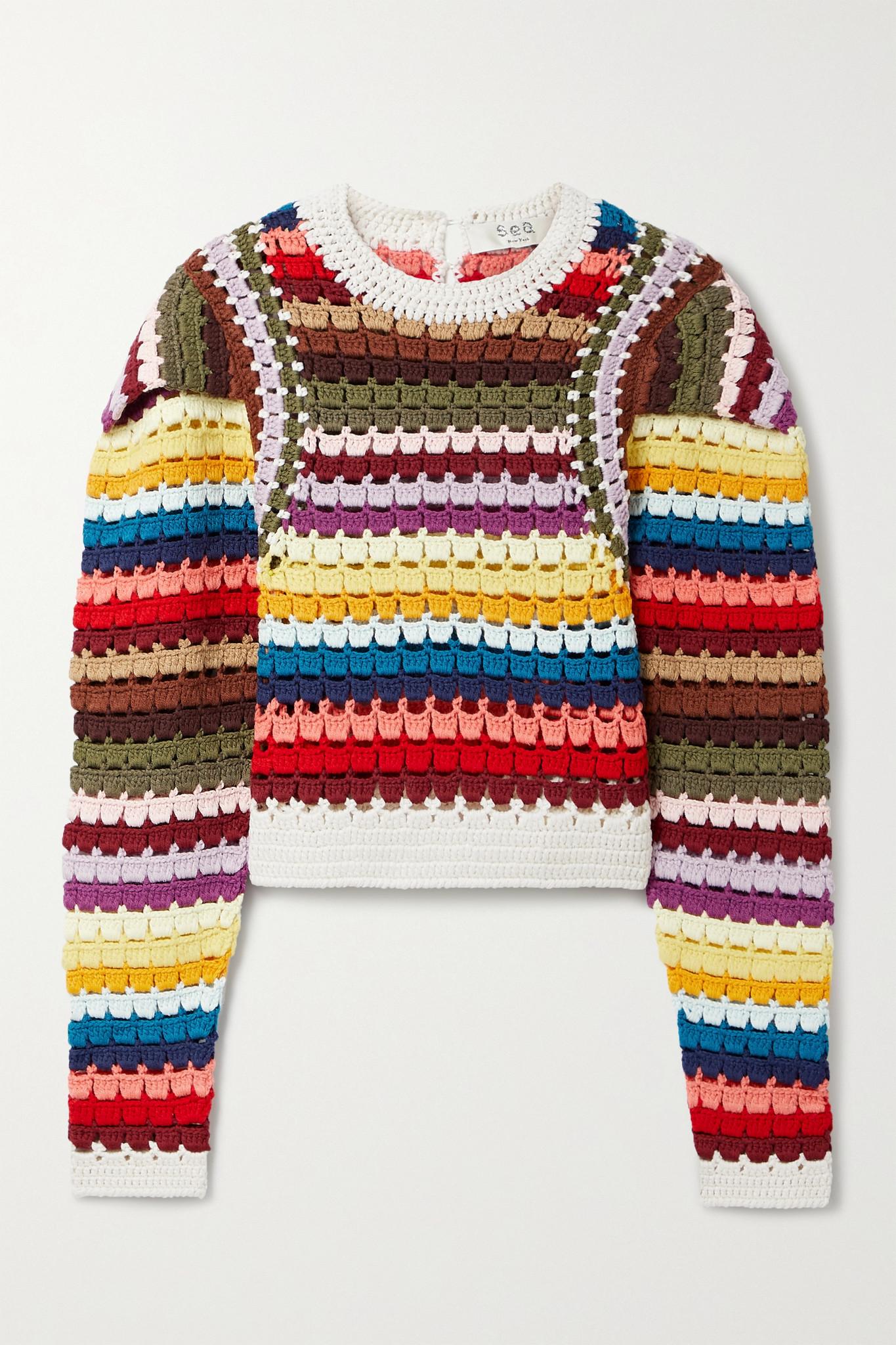 Sea Ziggy Striped Crochet-knit Sweater in Red | Lyst