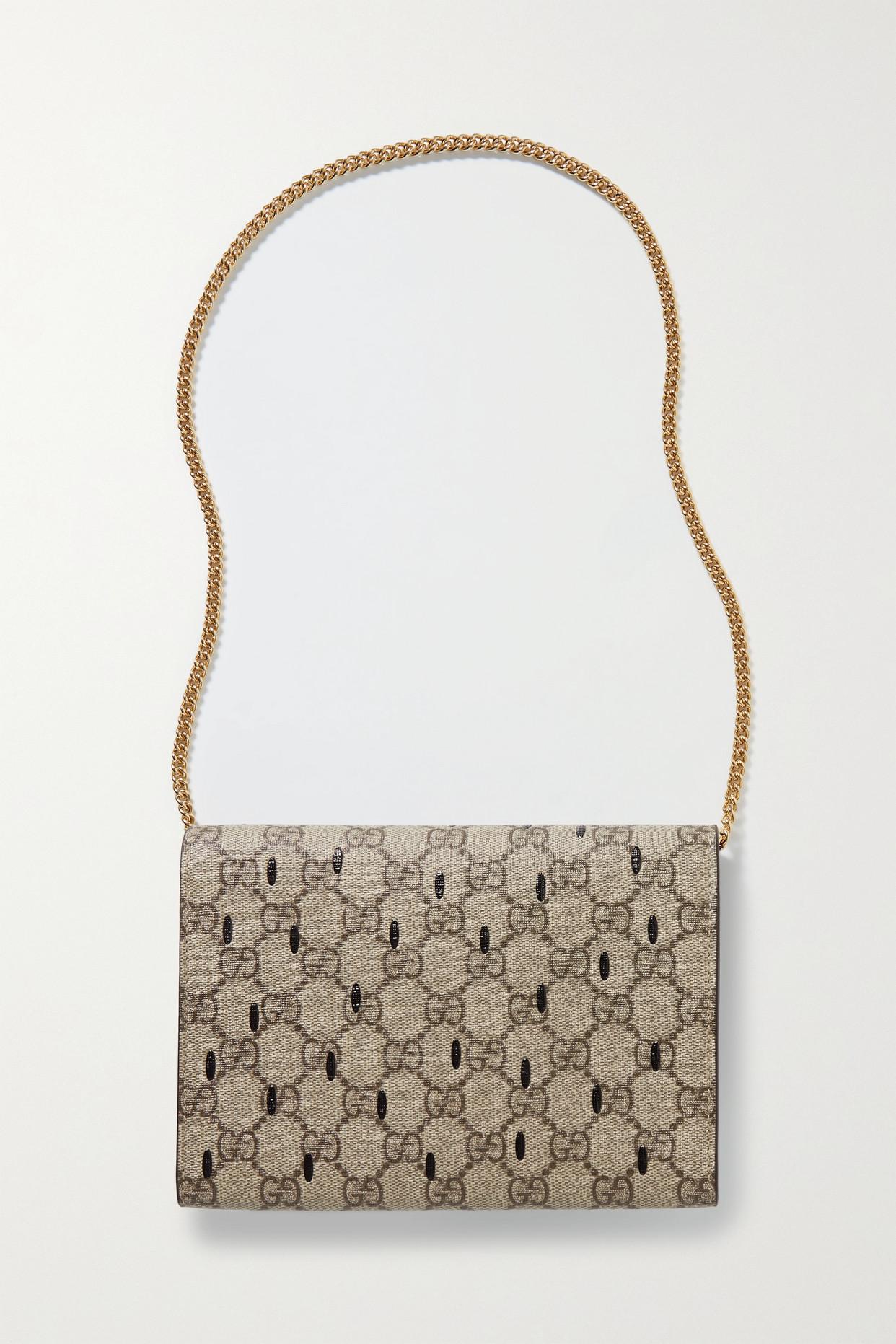 Monogramme leather-trimmed printed canvas shoulder bag