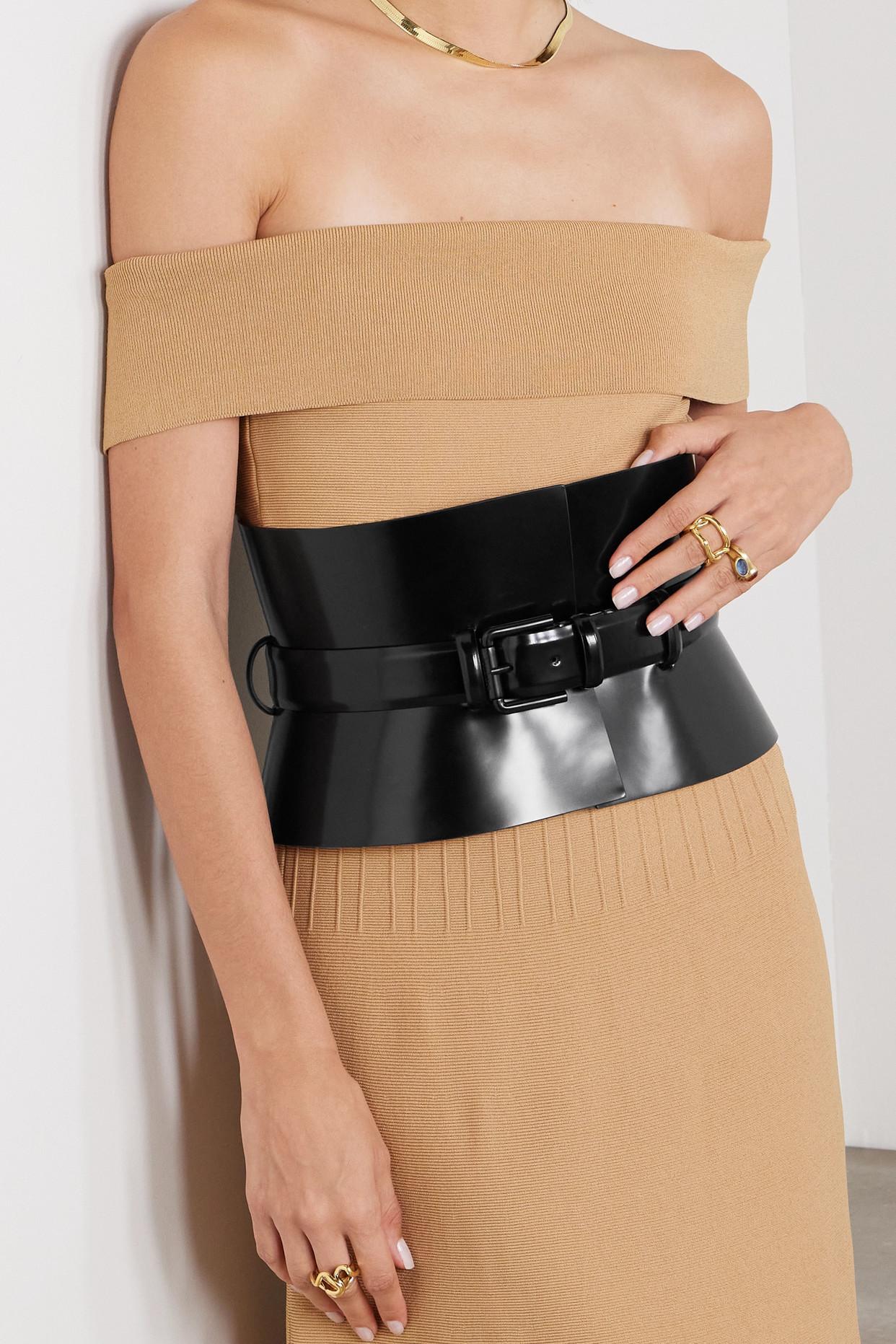 Patent leather wide outlet belt