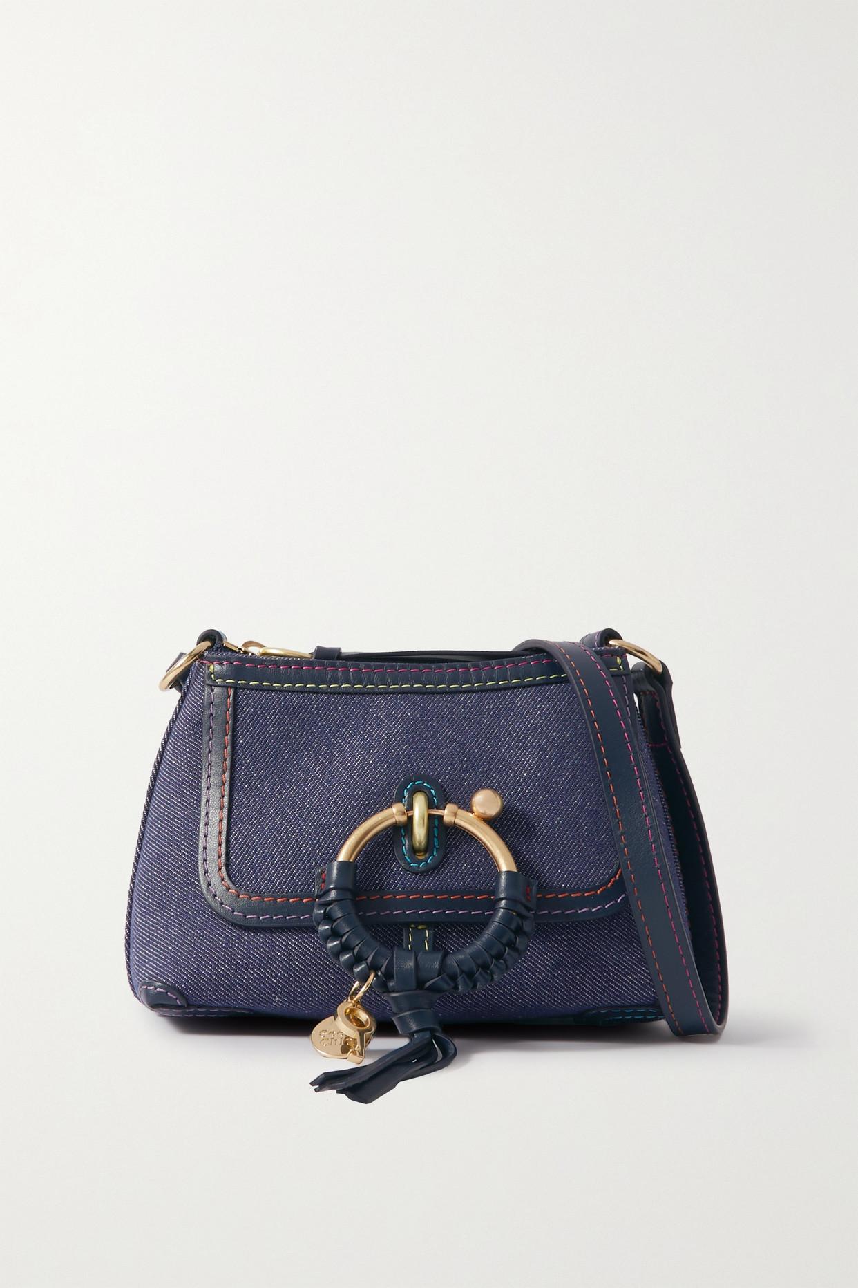 See By Chloé Joan Mini Leather-trimmed Denim Shoulder Bag in Blue | Lyst