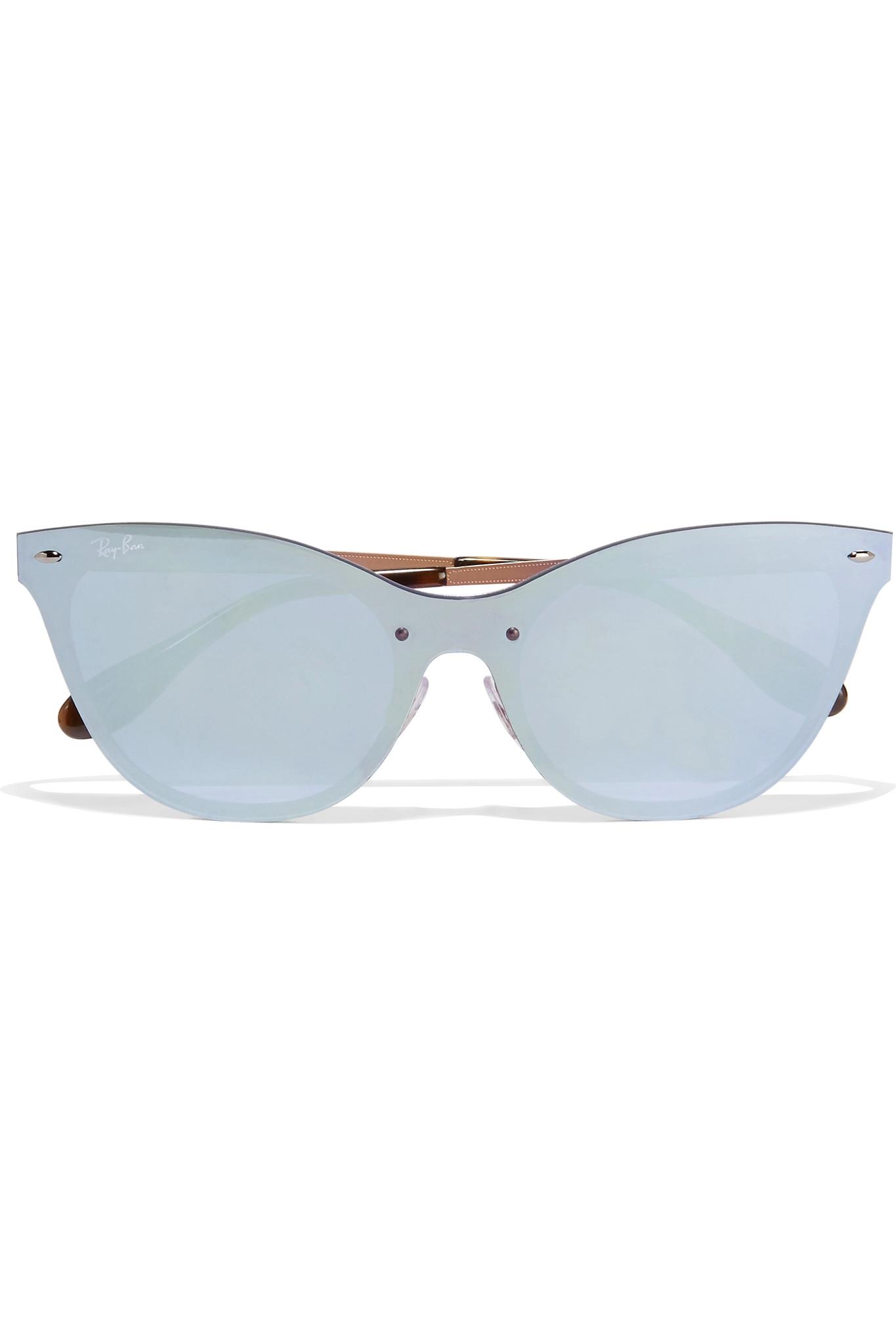 Ray-Ban Cat-eye Acetate Mirrored Sunglasses in Blue | Lyst