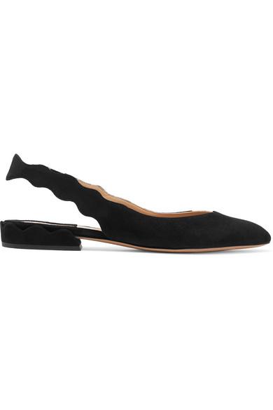 black suede slingback flats