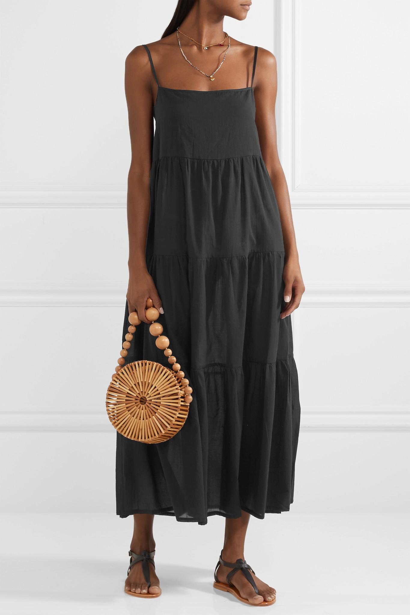 Matteau The Long Tiered Cotton Sundress in Black - Lyst