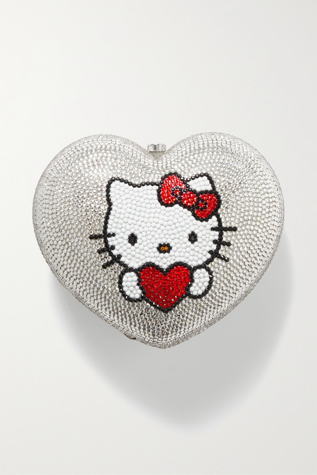 Judith Leiber x Hello Kitty Candy Bar Crystal Clutch in Silver Light Rose Multi