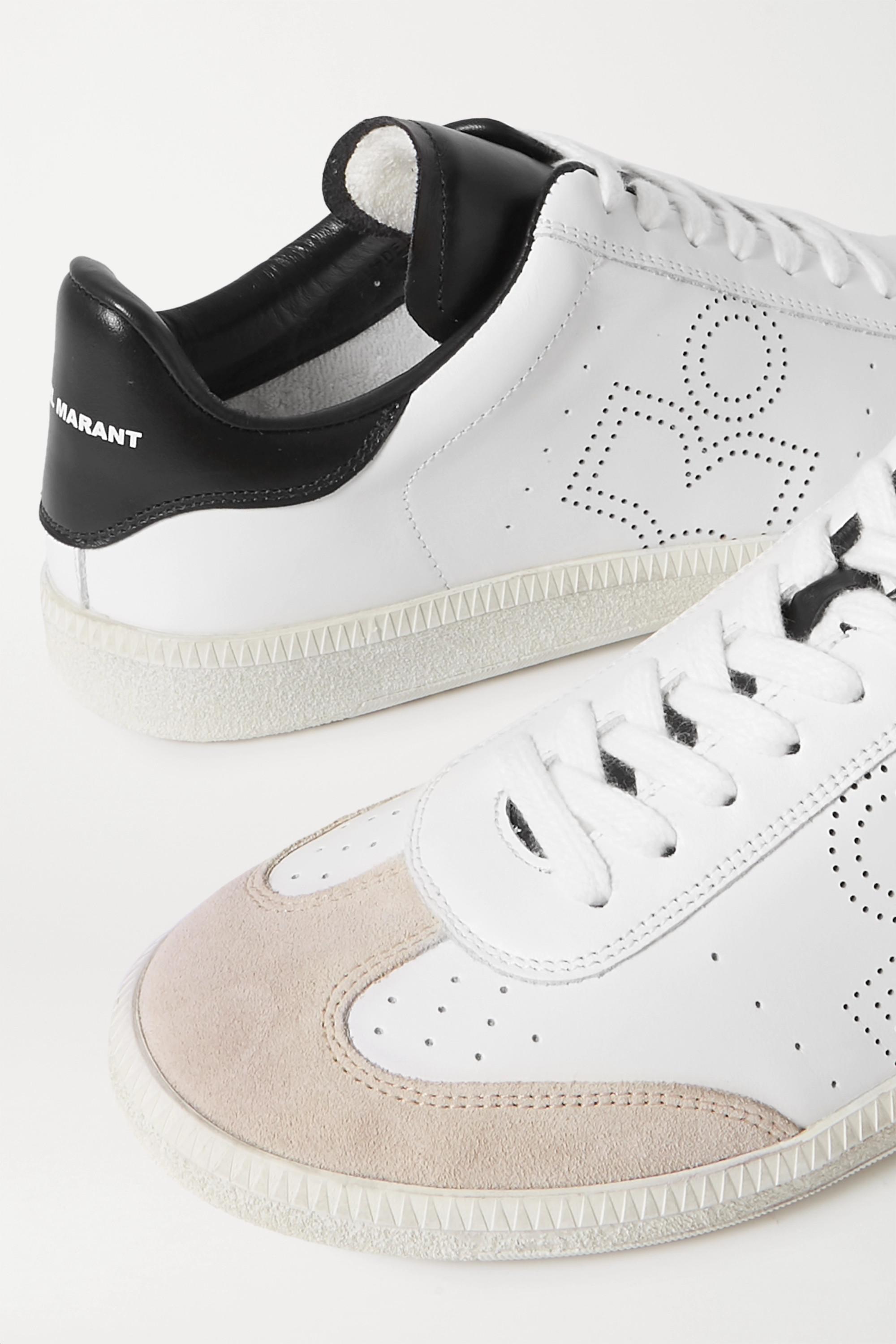 Isabel Marant Bryce Suede-trimmed Perforated Leather Sneakers in White |  Lyst