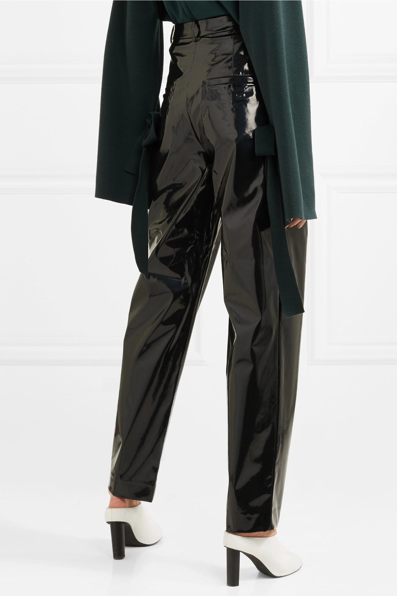 Tibi Vinyl Tapered Pants in Black | Lyst