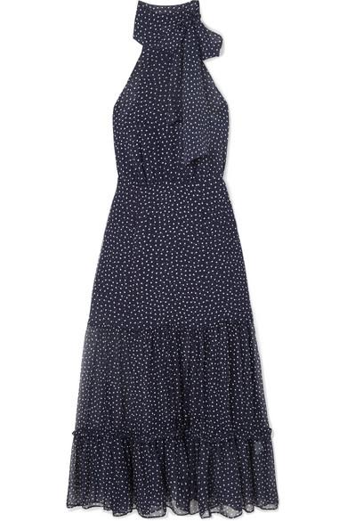 RIXO London Eleanor Polka-dot Silk Midi 