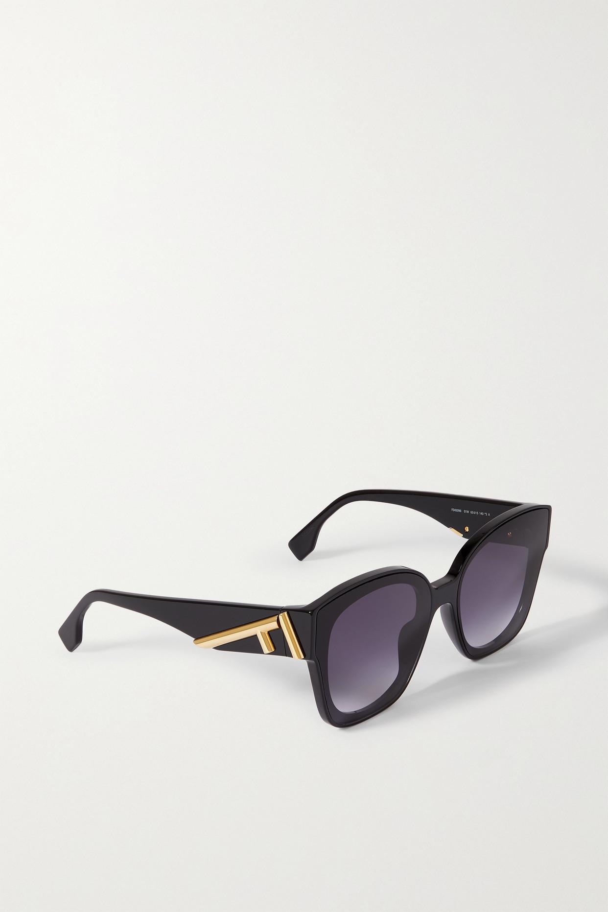 FENDI EYEWEAR Oversized square-frame acetate and gold-tone sunglasses