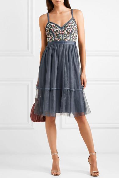 Needle & Thread Whimsical Embroidered Tulle Dress in Blue | Lyst